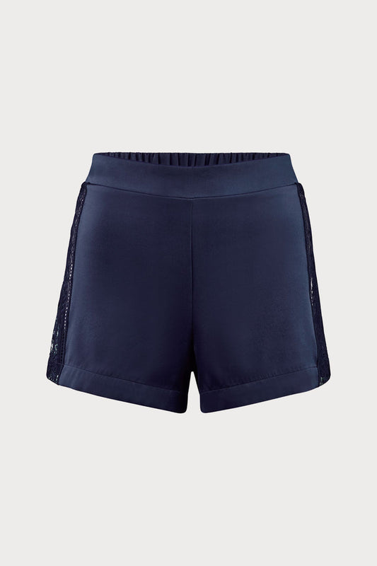 Midnight Whisper Blue Silk Shorts