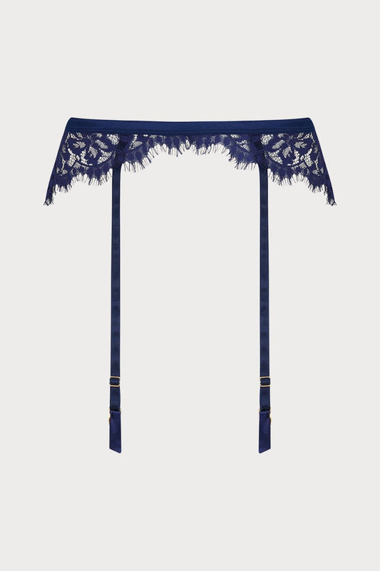 Muse by Coco de Mer Beatrice Suspender Belt Navy