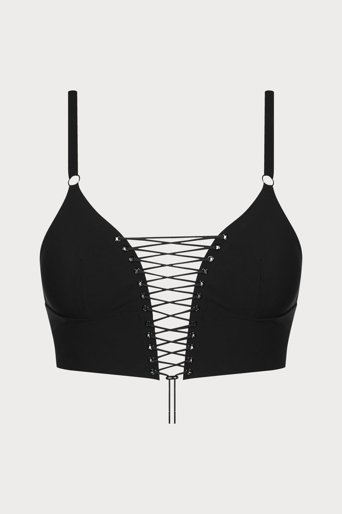 Maison Close Nuit Infinie Lace-Up Bustier Black