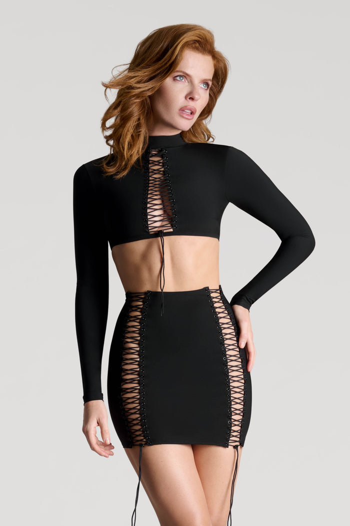 Maison Close Nuit Infinie Short Suspender Skirt Black