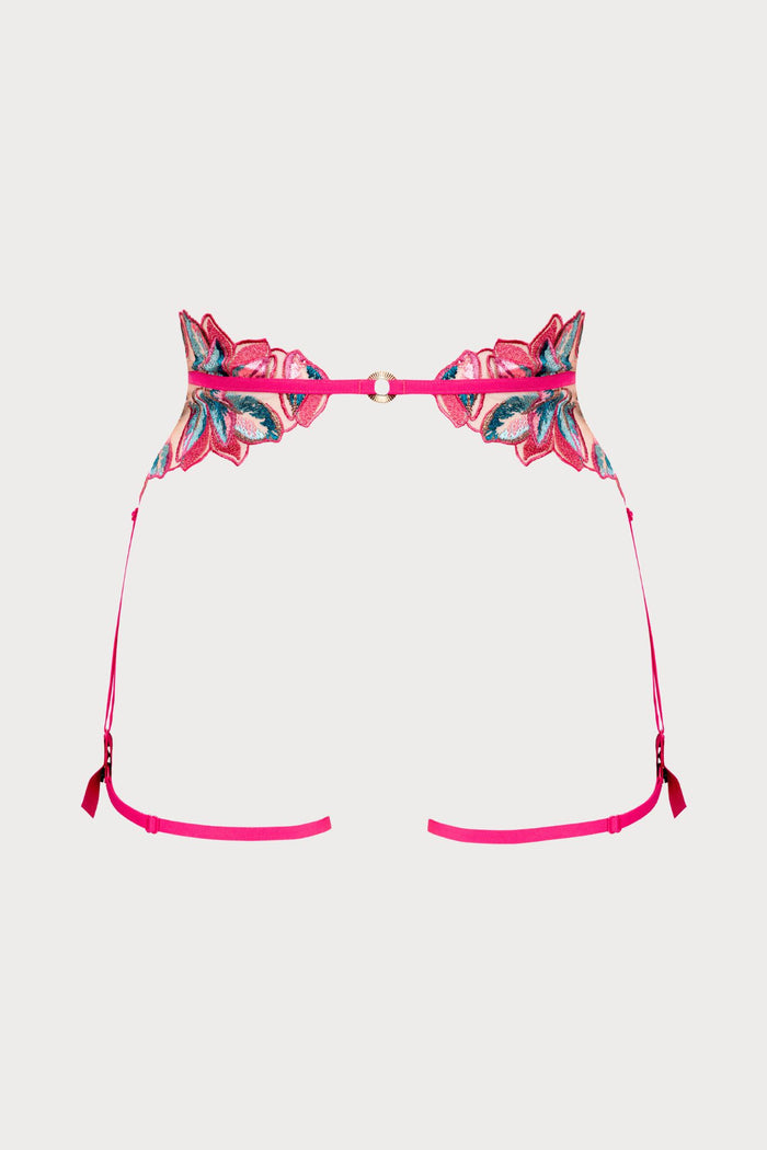 Atelier Amour Oiseau de Paradis Suspender Harness in Cherry - Naughty Knickers