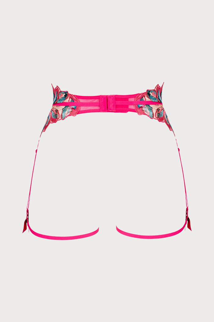 Atelier Amour Oiseau de Paradis Suspender Harness in Cherry - Naughty Knickers