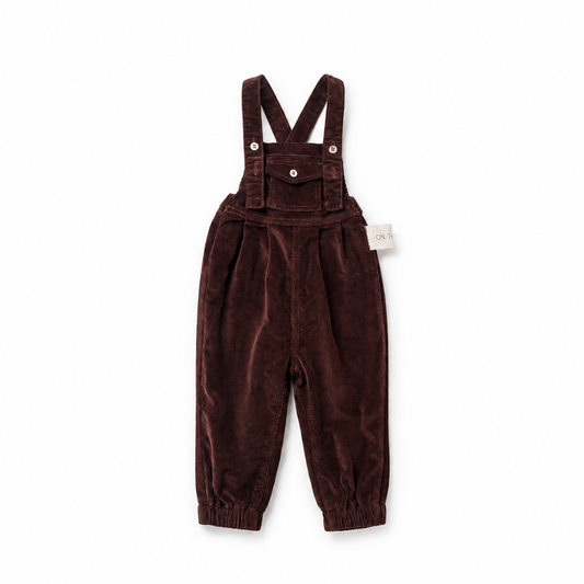 one piece corduroy front pocket overalls - brick
