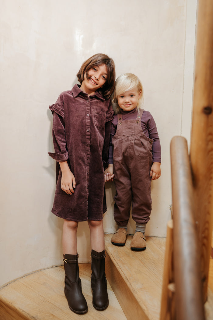 one piece denim long overalls - sweet plum-336