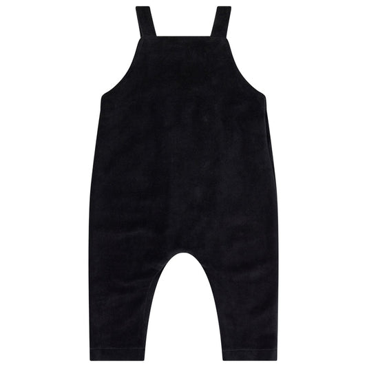 one piece velour pinafore overalls - black