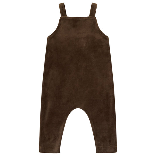 one piece velour pinafore overalls - deep taupe