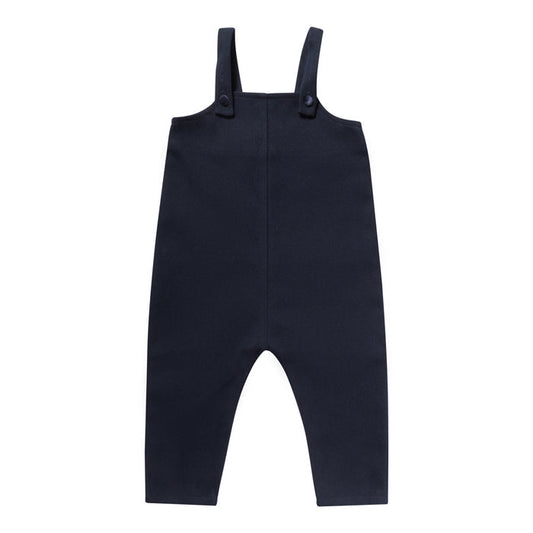 one piece wool long overalls - navy-8