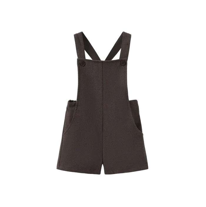 one piece wool pocket overalls - brown