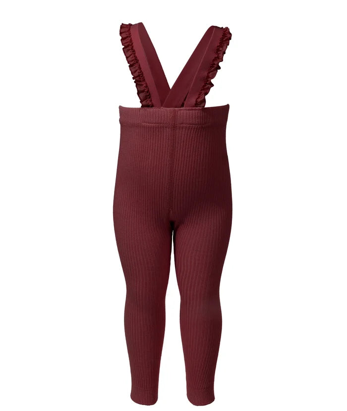 overall ribbed with ruffled suspender long - 258-mulberry