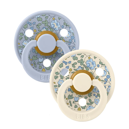 pacifier 2 pk liberty colour eloise latex round - dusty blue mix