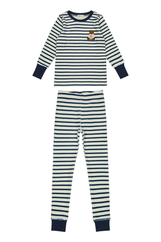 pajamas 2 piece striped teddy