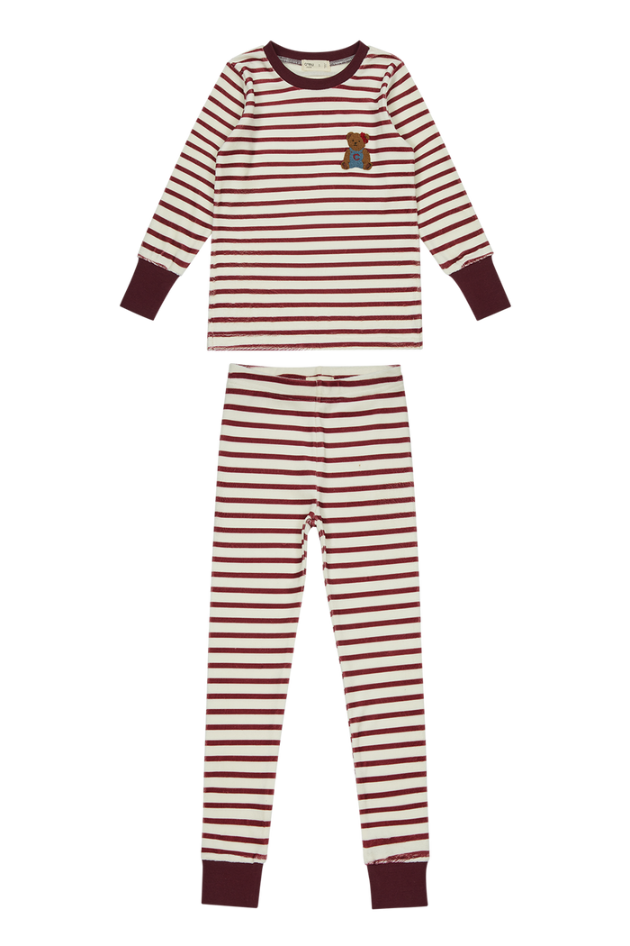 pajamas 2 piece striped teddy
