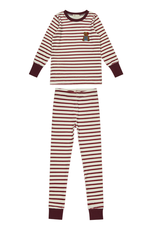 pajamas 2 piece striped teddy