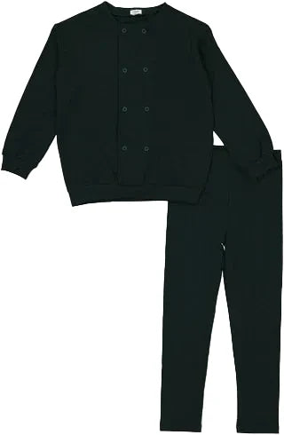 pajamas double breasted shirt and pants - dark green