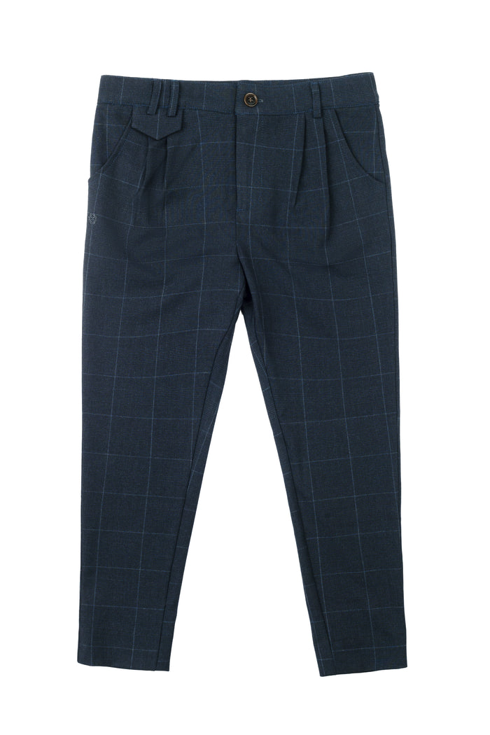 pants subtle plaid - navy
