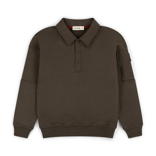 polo l/s between lines sweatshirt - moss