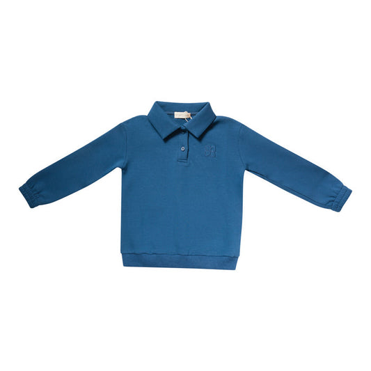 polo l/s fan embroidered sweatshirt  - storm teal-76