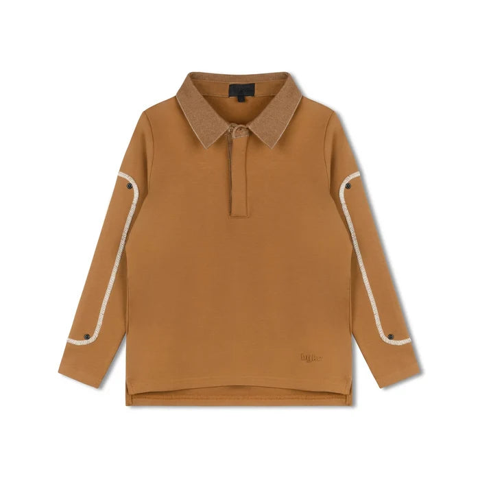 polo l/s patch detail - camel