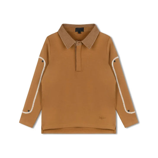 polo l/s patch detail - camel