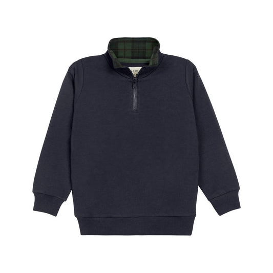 polo l/s plaid detail sweat - navy