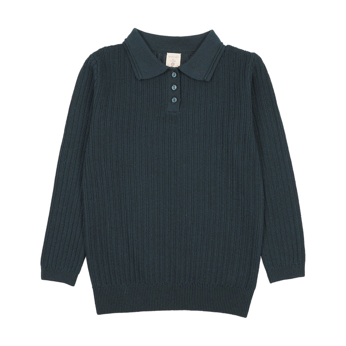 polo l/s ribbed knit - deep teal
