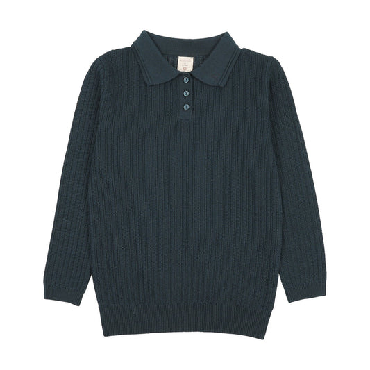 polo l/s ribbed knit - deep teal