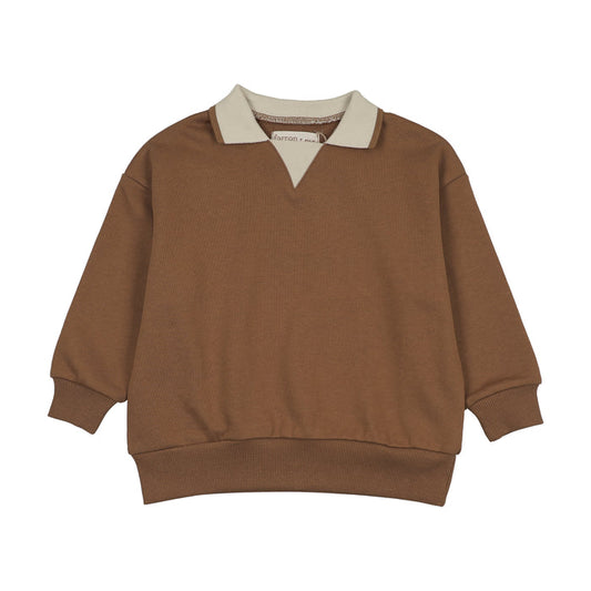 polo l/s tonal collar sweat - ochre