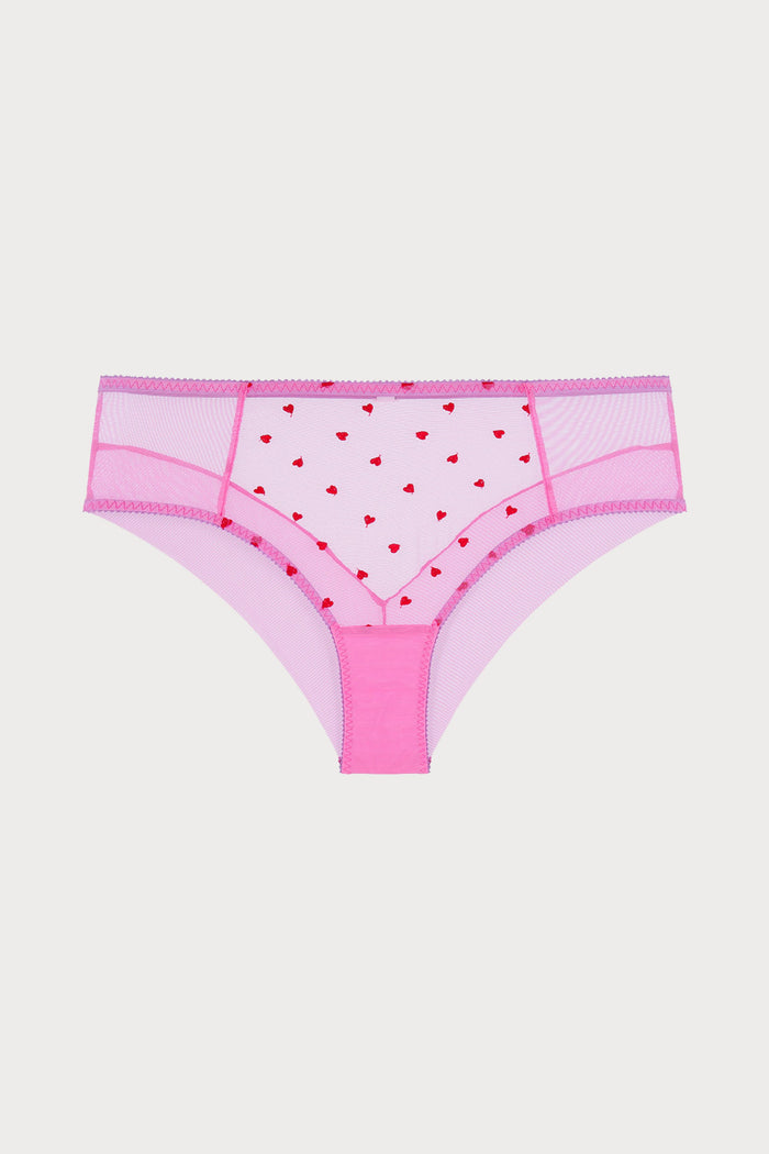 Priya Heart Embroidery High Waist Knicker Flamingo Pink