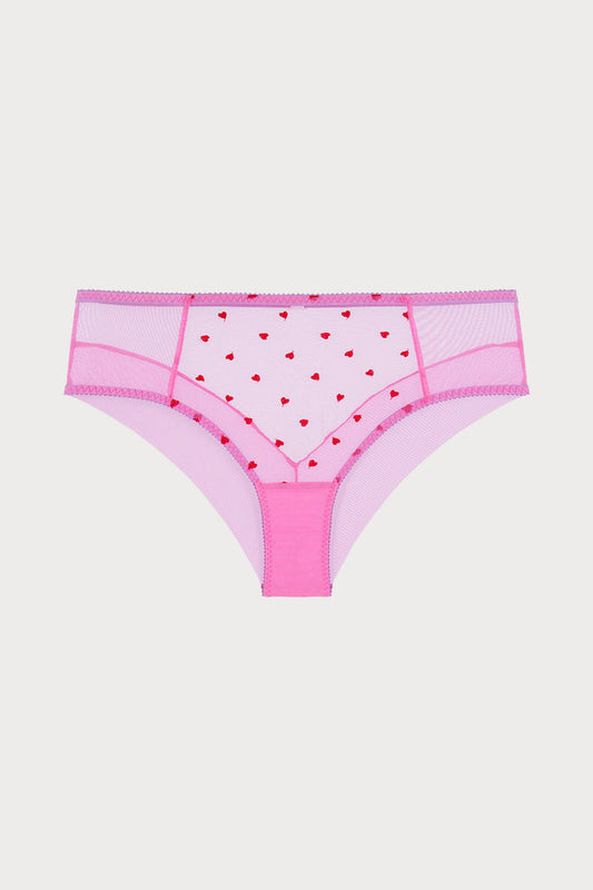 Priya Heart Embroidery High Waist Knicker Flamingo Pink