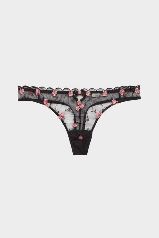 Rose and Vine Embroidery Thong