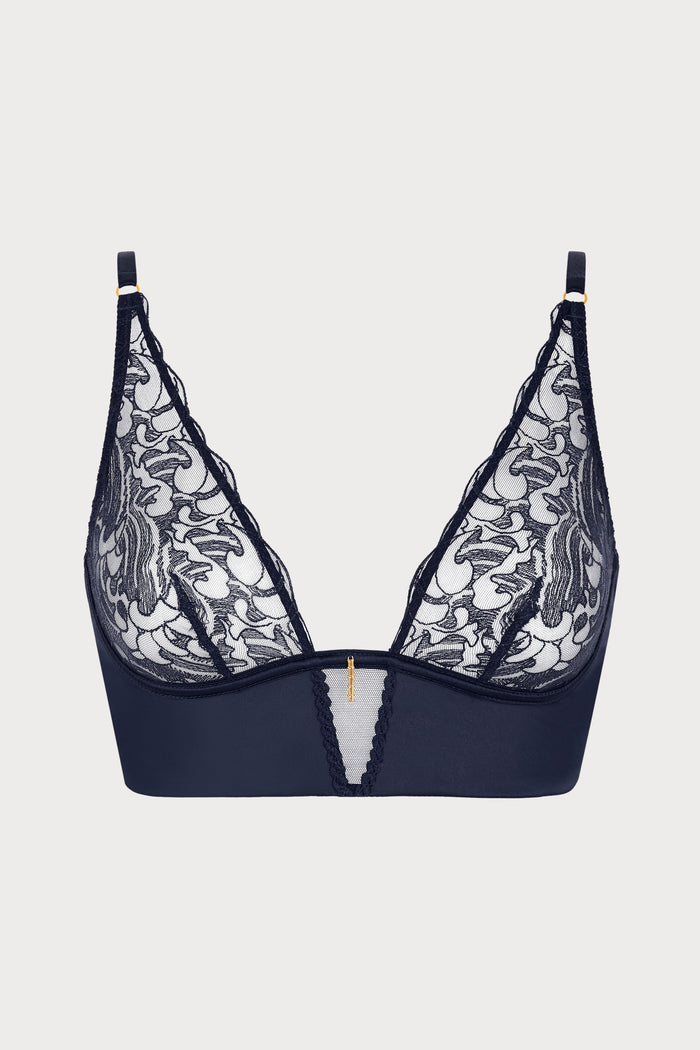 Satin Memories Deep Sea Triangle Bralette, Size XS
