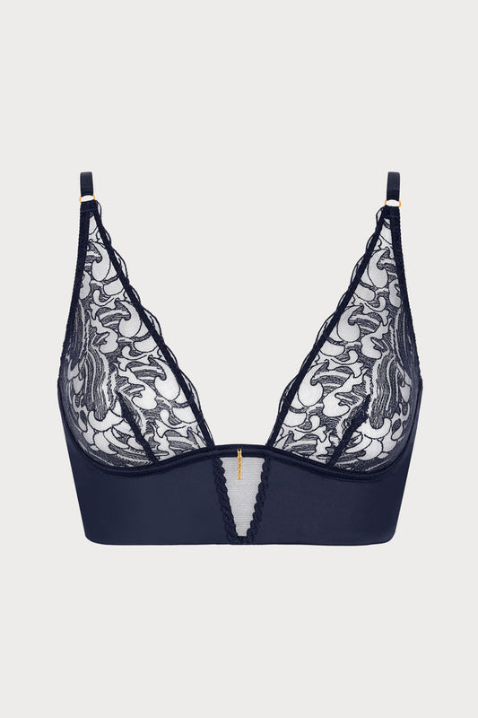Satin Memories Deep Sea Triangle Bralette, Size XS