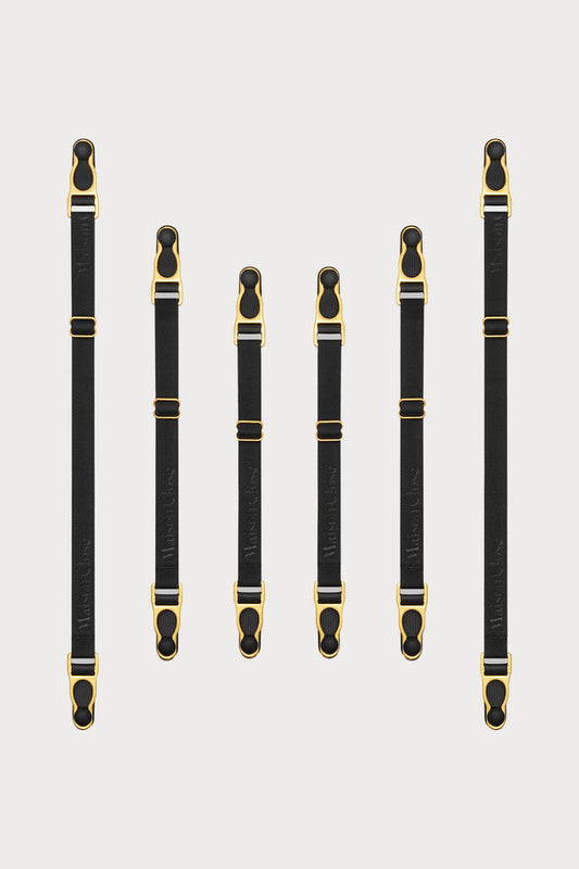 Maison Close Set of 6 Suspender Straps in Black/Gold - Naughty Knickers