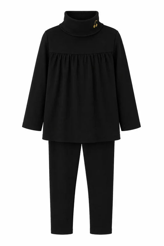 set outfit embroidered cherry robe - black
