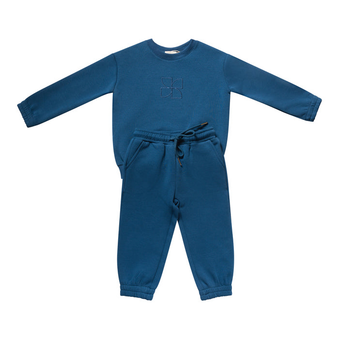 set outfit fan embroidered sweatshirt and sweatpants  - storm teal-76