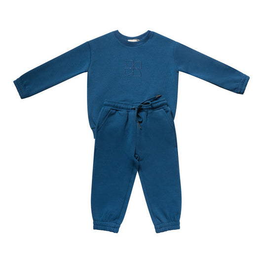 set outfit fan embroidered sweatshirt and sweatpants  - storm teal-76