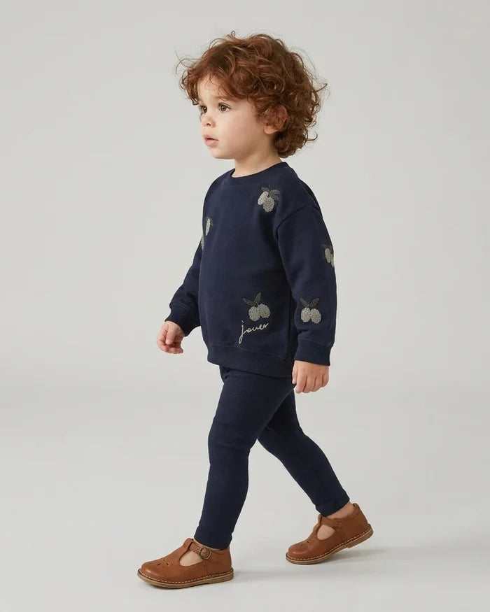 set outfit olive patch sweatshirt and leggings - navy