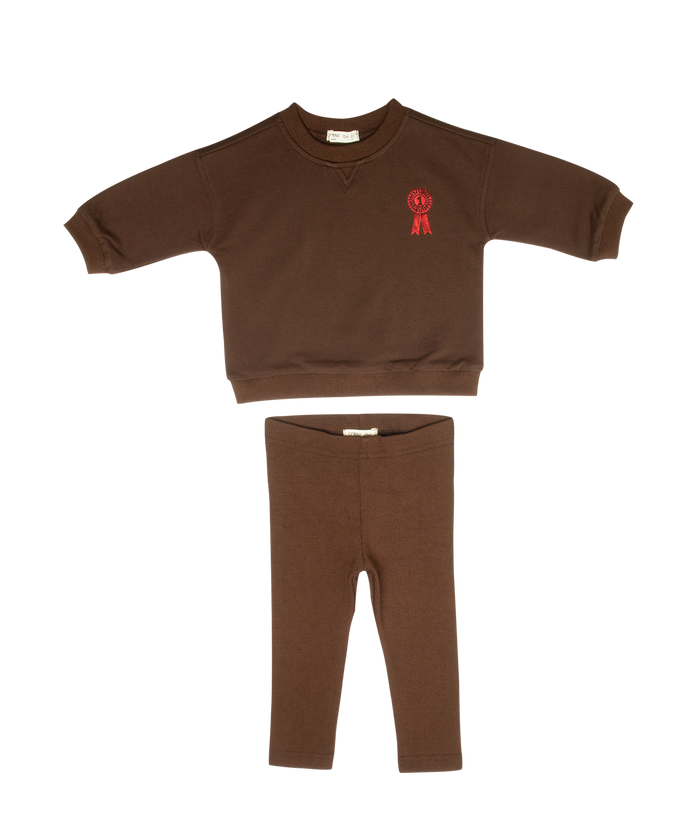 set outfit polo club sweatshirt and leggings - chocolate