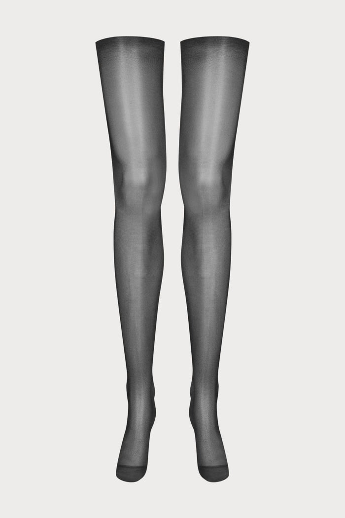 Maison Close Sheer Cut & Curled Stockings 20 Denier - Black - Naughty Knickers