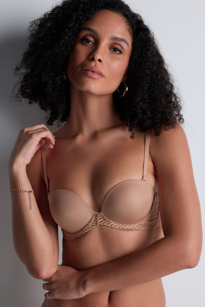 Aubade Sand Multiway Plunge Bandeau Bra | Sheer Emotion Lingerie