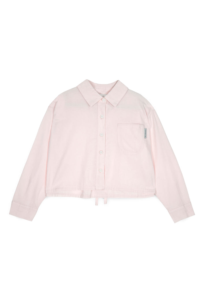shirt l/s cropped bow in back - pink