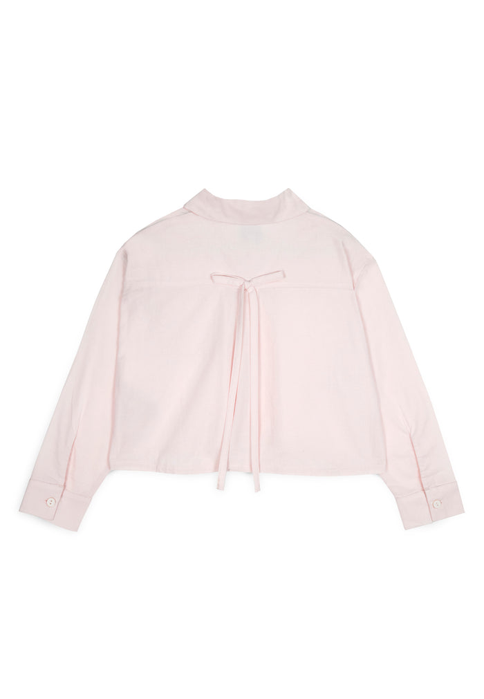 shirt l/s cropped bow in back - pink