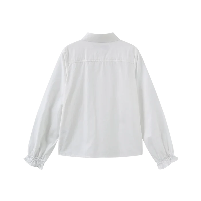 shirt l/s crystal collar - white