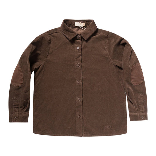 shirt l/s denim patch corduroy - chocolate-493