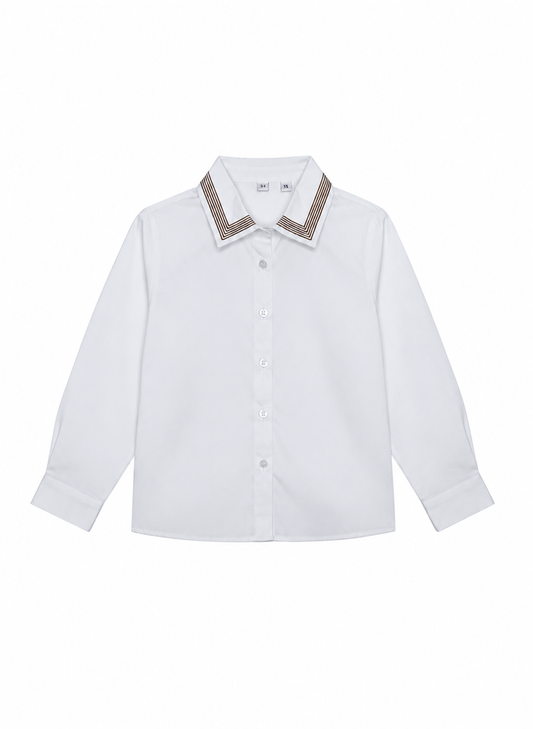 shirt l/s striped collar - coffee
