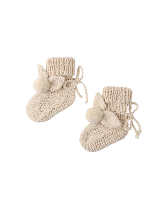 shoes organic bunny knit booties - ecru