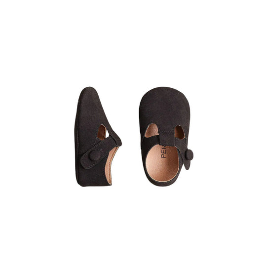 shoes t strap soft sole - black suede