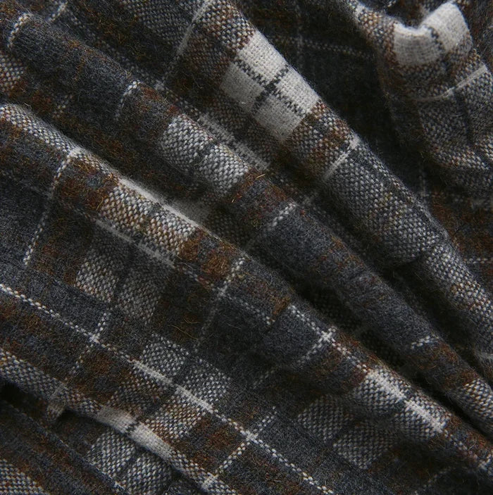 shorts plaid suspender - brown/grey