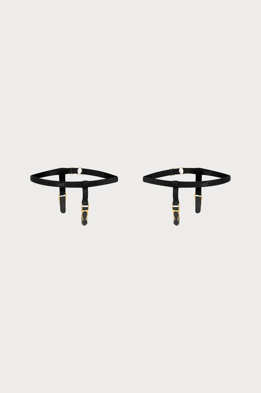 Maison Close Signature Leg Garters Black/Gold - Naughty Knickers