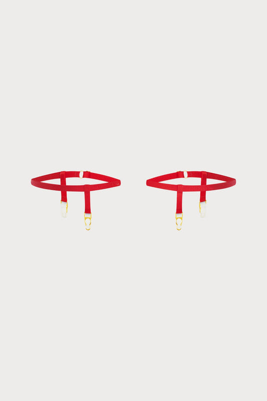Maison Close Signature Leg Garters Red - Naughty Knickers